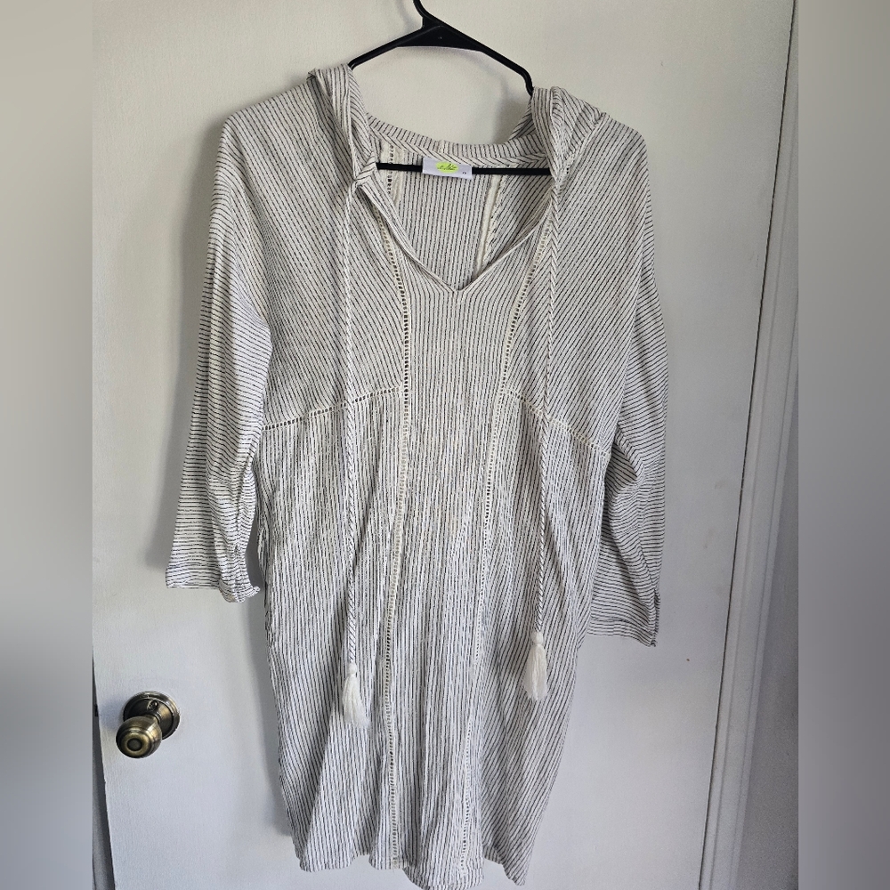 Striped Hooded Tunic Dress Size Small